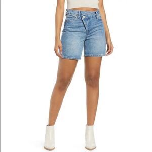 NWT Blank NYC The Warren Asymmetrical Button Fly Jean Shorts Size 30 Overlap Fly